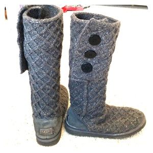 Gray Button Sweater UGG Boots
