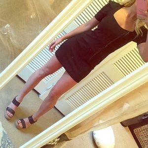 Structured Shoulder Little Black Dress