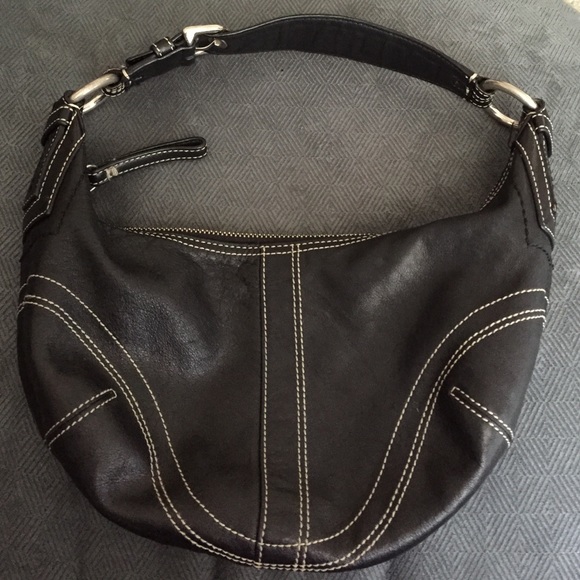 Coach Small Black Leather Hobo Purse