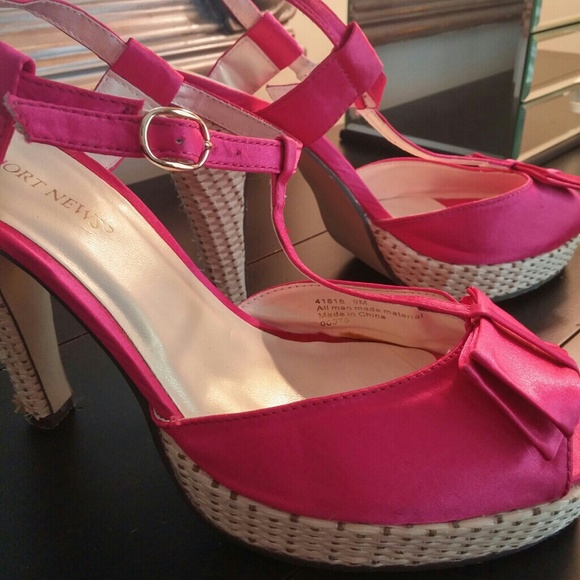 Bundled... SOLD. Hot Pink Satin Sandals. Yesss! 9