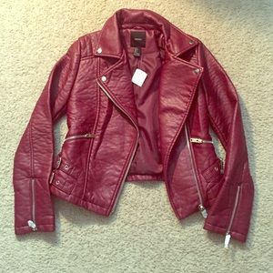BRAND NEW! Forever 21 Burgundy Leather Jacket