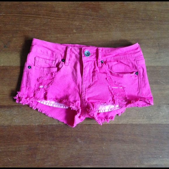 Bullhead Black Pink Denim Shorts