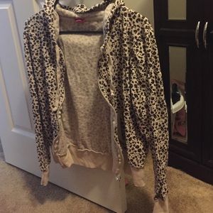 Hooded Leopard Print Zip Up Sweater