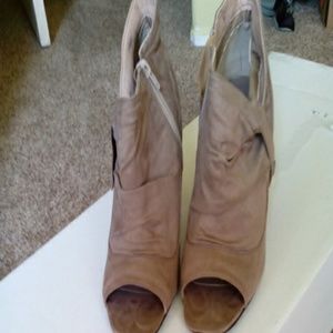 Taupe high heel peep toe bootie