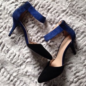 BCBGeneration Blue and Black Suede Heels Brand New