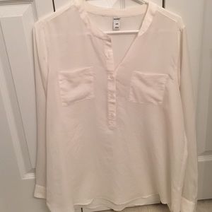 Cute cream long sleeve tunic shirt
