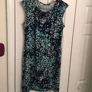 Cute floral stretchy blue/green dress