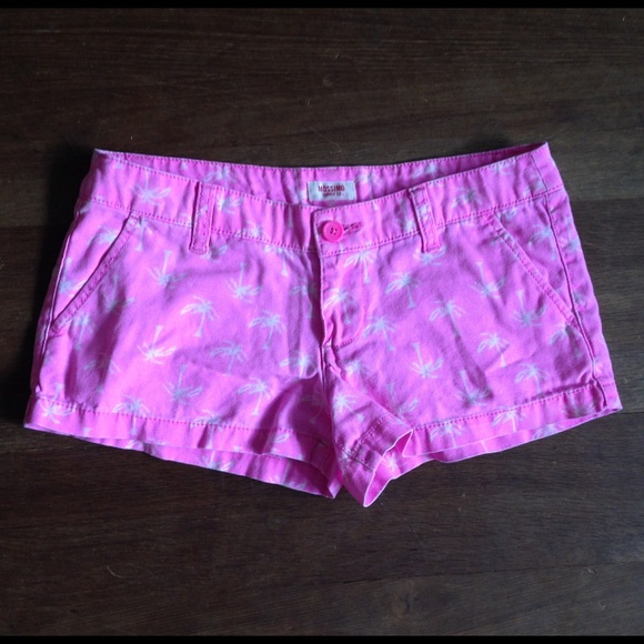 Mossimo  Denim Shorts in Neon Pink with Palms