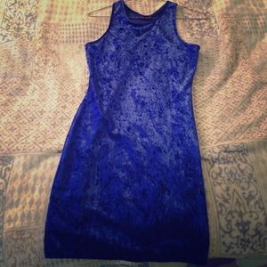 Royal blue velvet bodycon dress