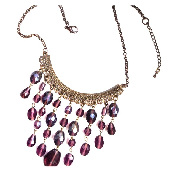 Purple beaded bib necklace