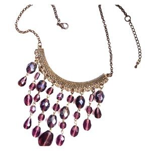 Purple beaded bib necklace