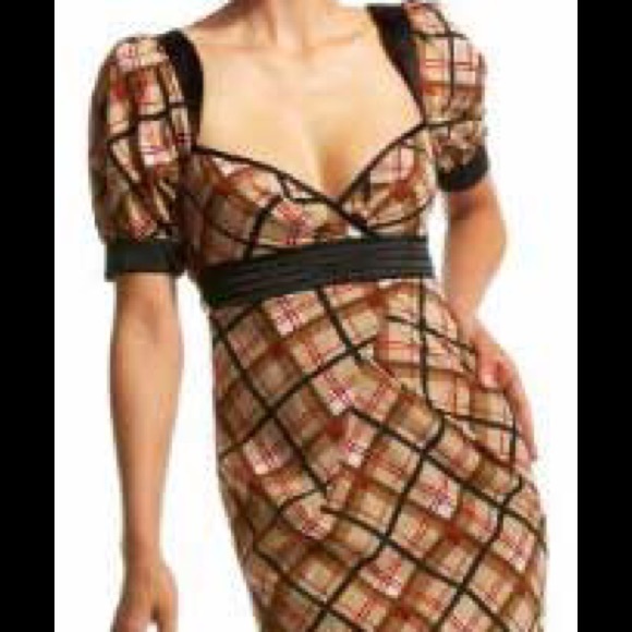 Bebe Brown Plaid Dress S (Burberry print)
