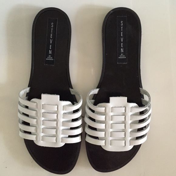 White and Black Steve Madden Sandals