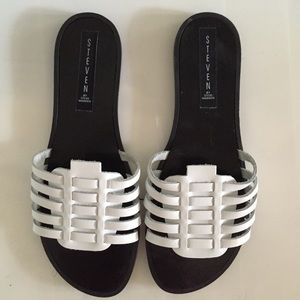 White and Black Steve Madden Sandals