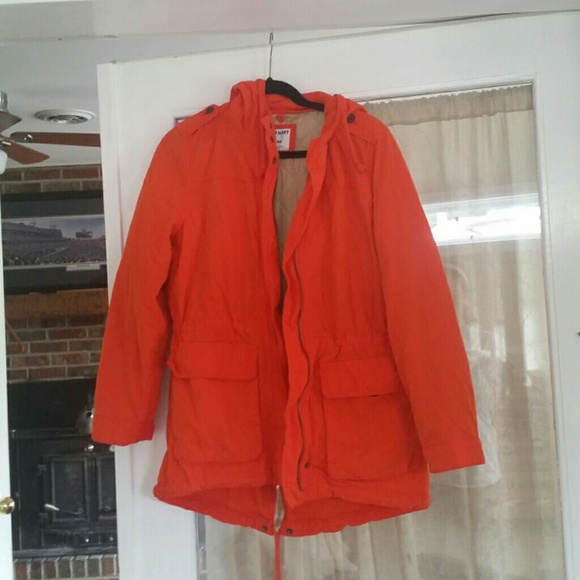 Orange old navy rain coat jacket with liner