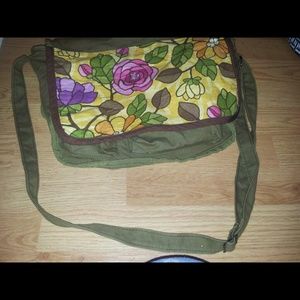 Floral Army Green Messenger Bag