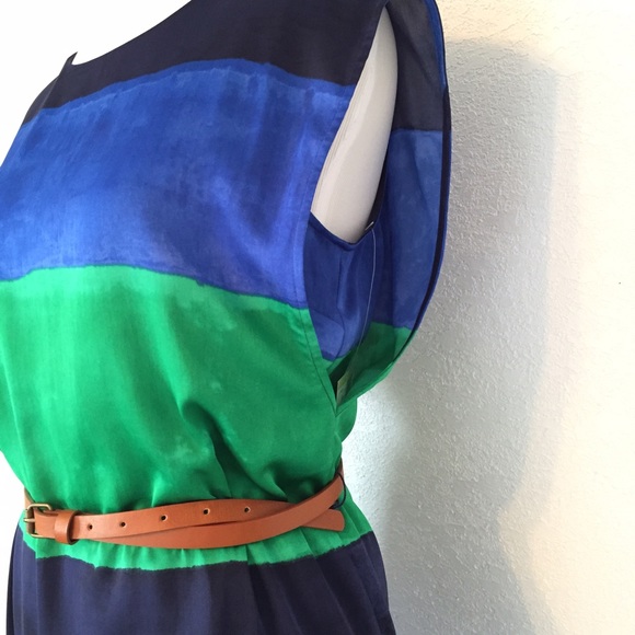 HP | Anne Klein Blue & Green Shift Dress - Picture 2 of 3