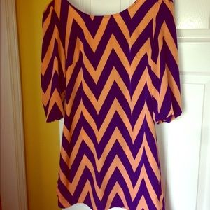 Royal Blue and Orange Chevron Dress