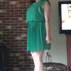 SENT TO THREDUP: Green Pleated Dress