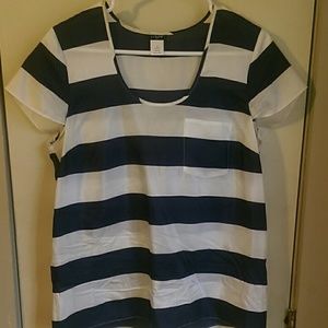 Navy and white stripped J.Crew tee