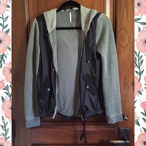 Free People Mixed Fabric Hoodie