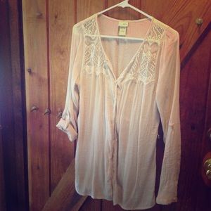 Daytrip lacy button down top