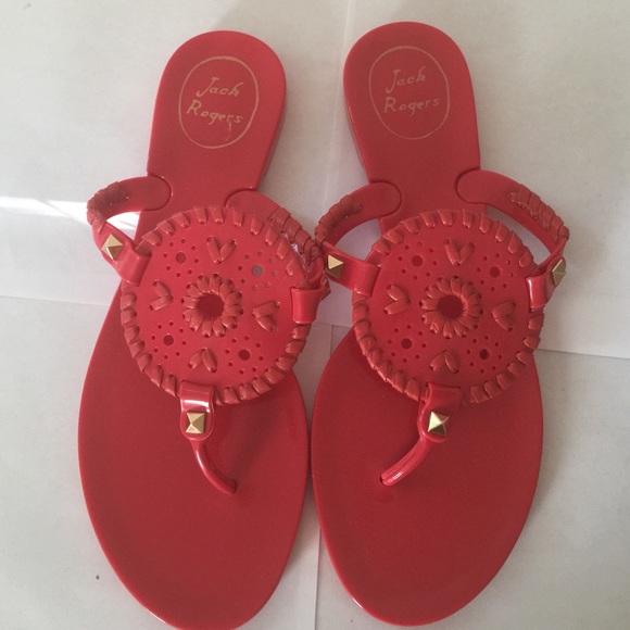 Jack Rogers Coral Jelly Thong Sandals Size 7