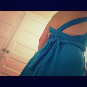 Stretch multiple tie/style blue dress