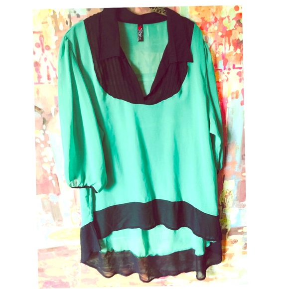 WOMEN  high low SHIRT sheer