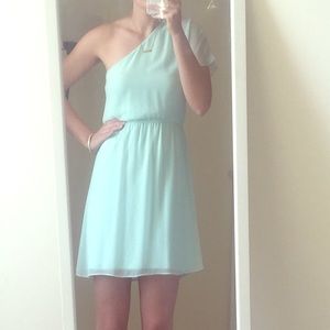Express mint green one shoulder dress