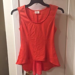 Coral Sleeveless Peplum Top