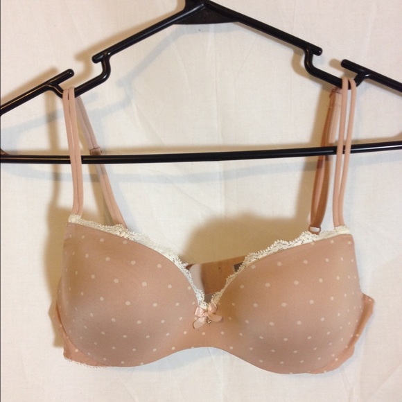 Victoria's Secret beige polka dot push up demi bra