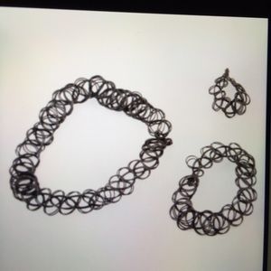 Choker black 1 set ring/necklace/braclet