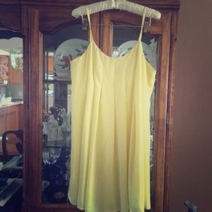 Yellow pleated shift dress
