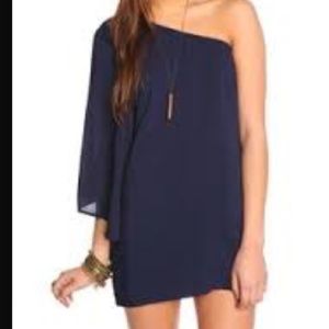Navy One Shouldered Dress