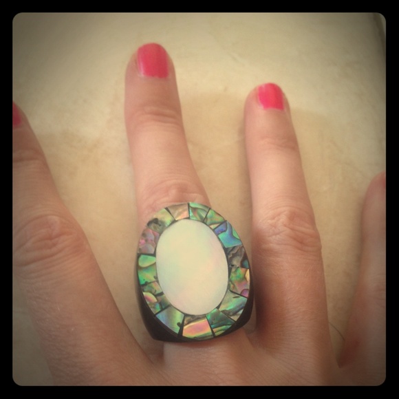 handmade Jewelry - 2 left! Beautiful oval abalone inlay ring