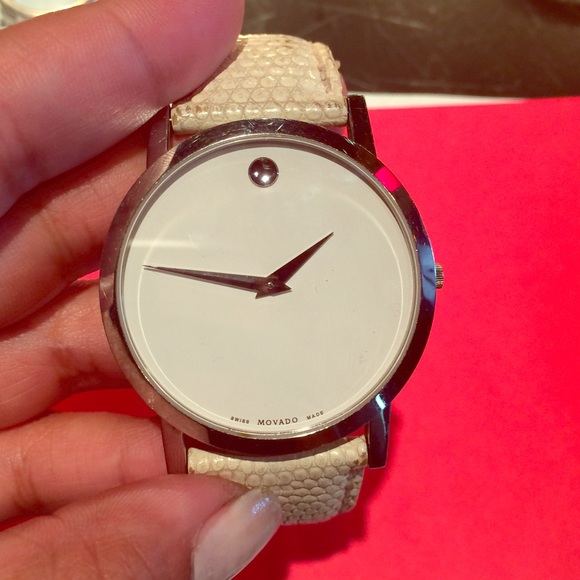 Authentic white unisex Movado watch