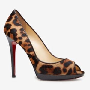 Christian Louboutin- leopard print, pony hair-US 7