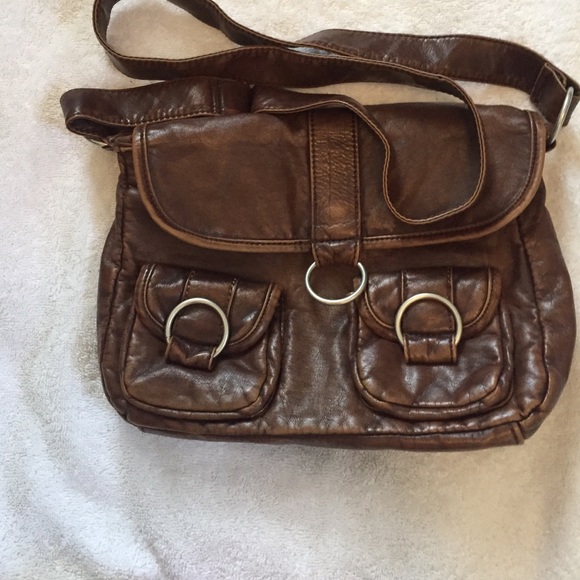Brown, faux leather, purse