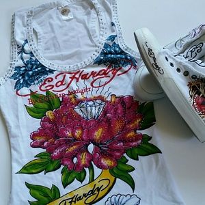 { BOGO 50% } Ed Hardy Embellished Tank Top
