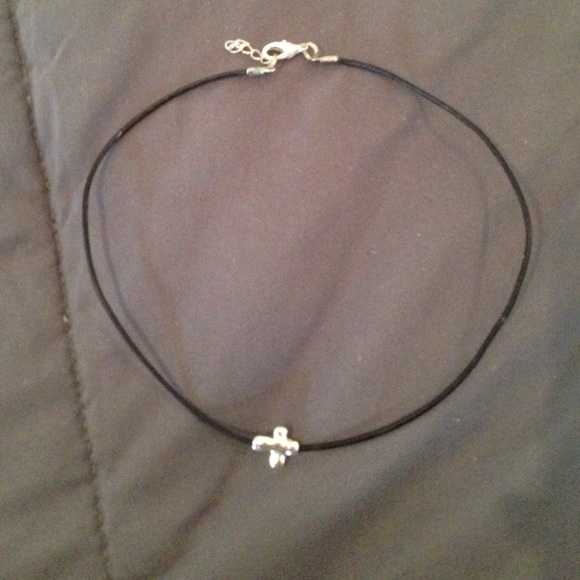 leather cross choker