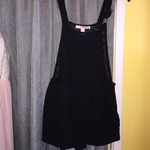 Black crochet overalls