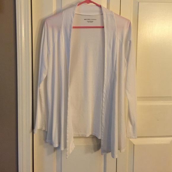 NWOT New York & Co White open front cardigan Sz L