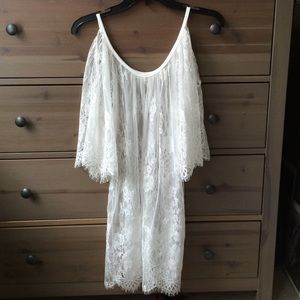 White all lace pool cover up