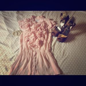 Pink ruffle top