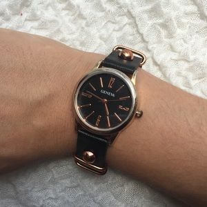 Geneva Rose gold & Black Watch