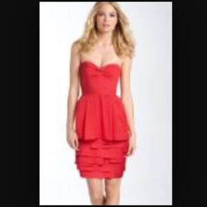 BCBGMAXAZRIA strapless dress in red berry