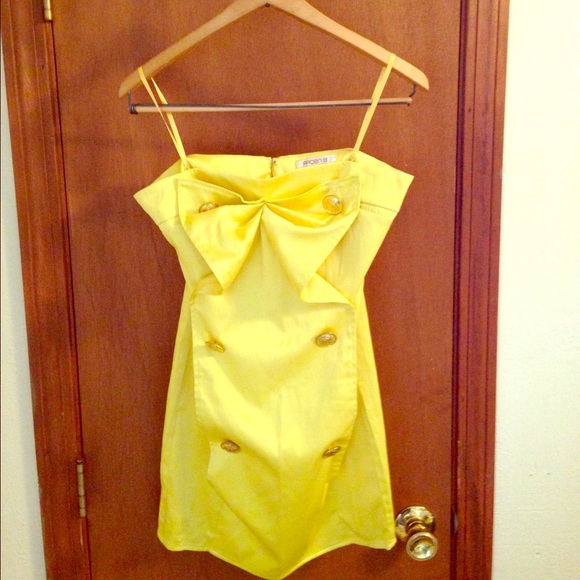 Arden B yellow strapless mini dress
