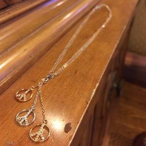 Tri color peace sign necklace