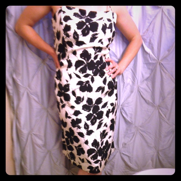 Sexy black and white floral dress